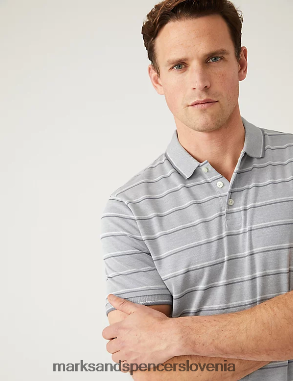 modal bogata črtasta polo majica siva Marks & Spencer oblačila moški 6T8F6X5542