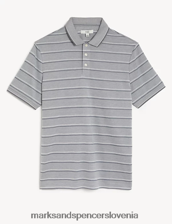 modal bogata črtasta polo majica siva Marks & Spencer oblačila moški 6T8F6X5542