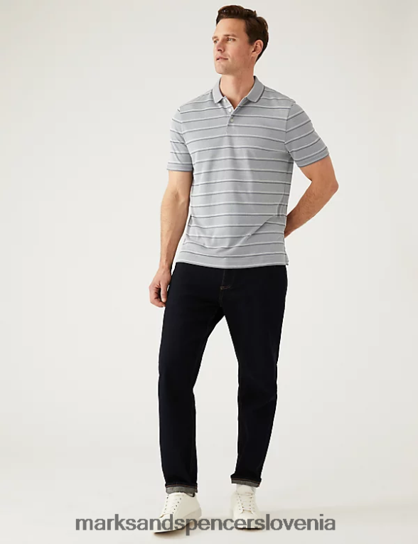 modal bogata črtasta polo majica siva Marks & Spencer oblačila moški 6T8F6X5542