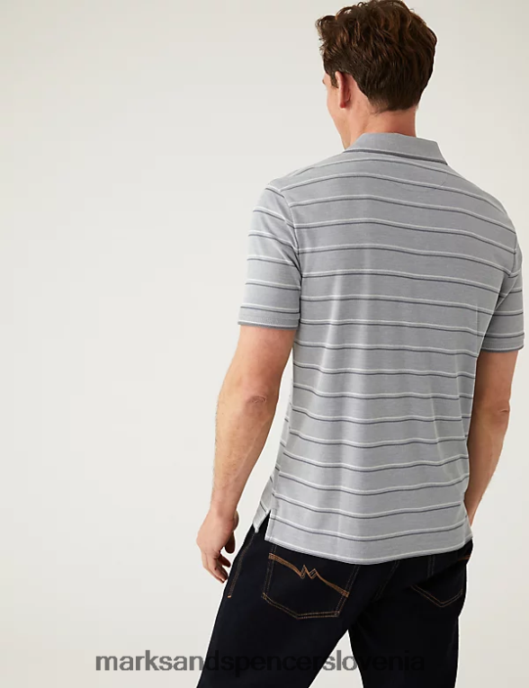 modal bogata črtasta polo majica siva Marks & Spencer oblačila moški 6T8F6X5542