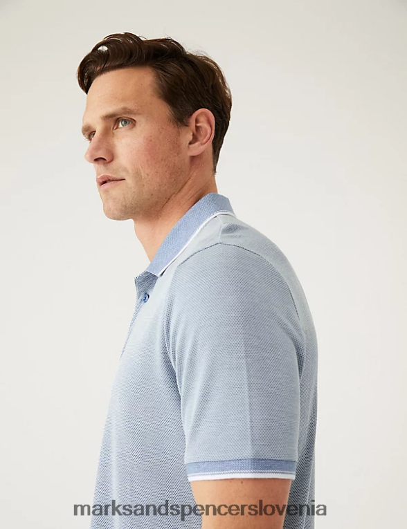 modalna polo majica z bogatim ovratnikom jekleno modra Marks & Spencer oblačila moški 6T8F6X6395