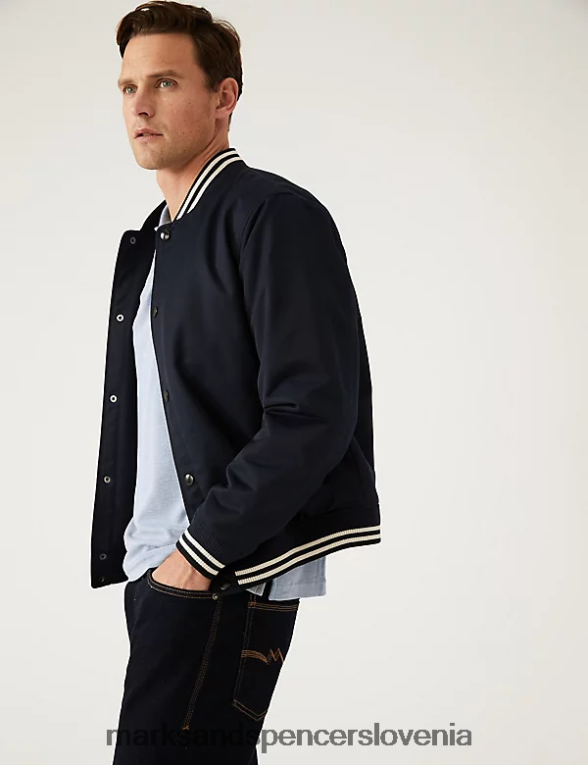 modalna polo majica z bogatim ovratnikom jekleno modra Marks & Spencer oblačila moški 6T8F6X6395