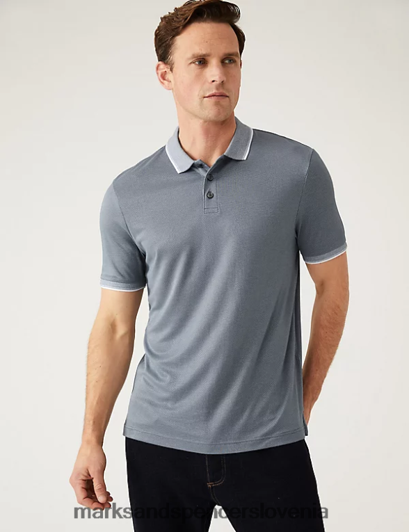modalna polo majica z bogatim ovratnikom siva Marks & Spencer oblačila moški 6T8F6X6013