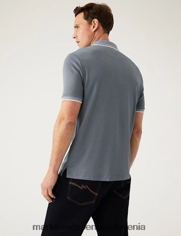 modalna polo majica z bogatim ovratnikom siva Marks & Spencer oblačila moški 6T8F6X6013