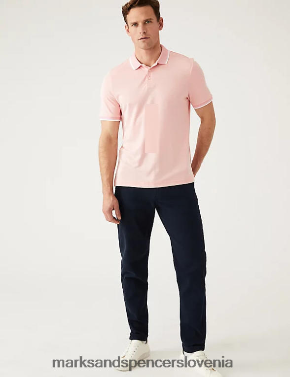 modalna polo majica z bogatim ovratnikom srednji koral Marks & Spencer oblačila moški 6T8F6X6393