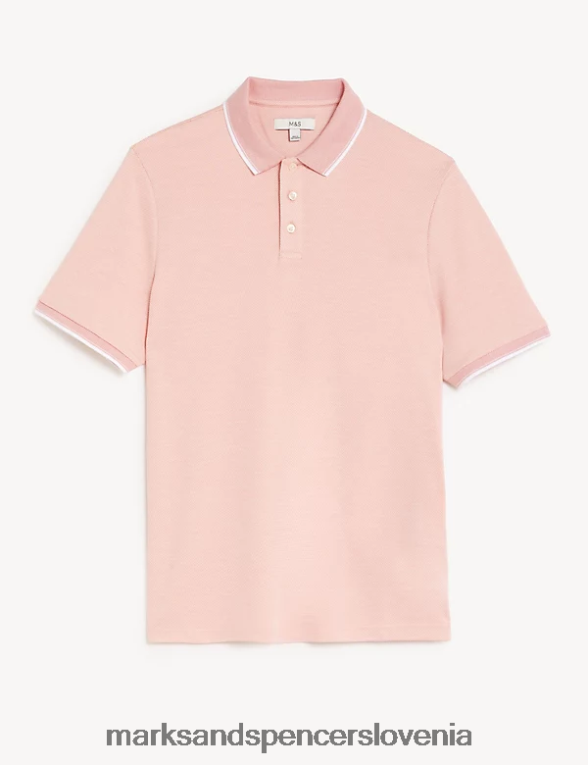 modalna polo majica z bogatim ovratnikom srednji koral Marks & Spencer oblačila moški 6T8F6X6393