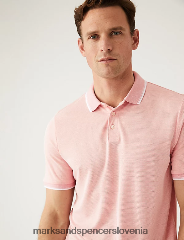 modalna polo majica z bogatim ovratnikom srednji koral Marks & Spencer oblačila moški 6T8F6X6393