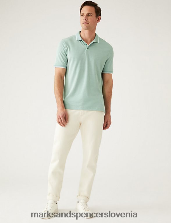 modalna polo majica z bogatim ovratnikom sveže zelene Marks & Spencer oblačila moški 6T8F6X6396