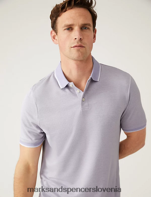 modalna polo majica z bogatim ovratnikom temno lila Marks & Spencer oblačila moški 6T8F6X6397