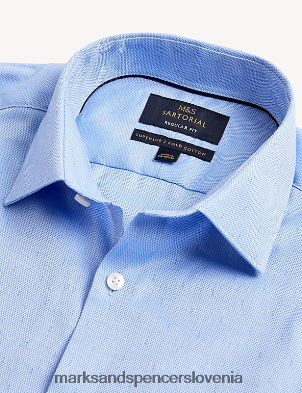 navadna srajca iz čistega bombaža svetlo modra Marks & Spencer oblačila moški 6T8F6X5641