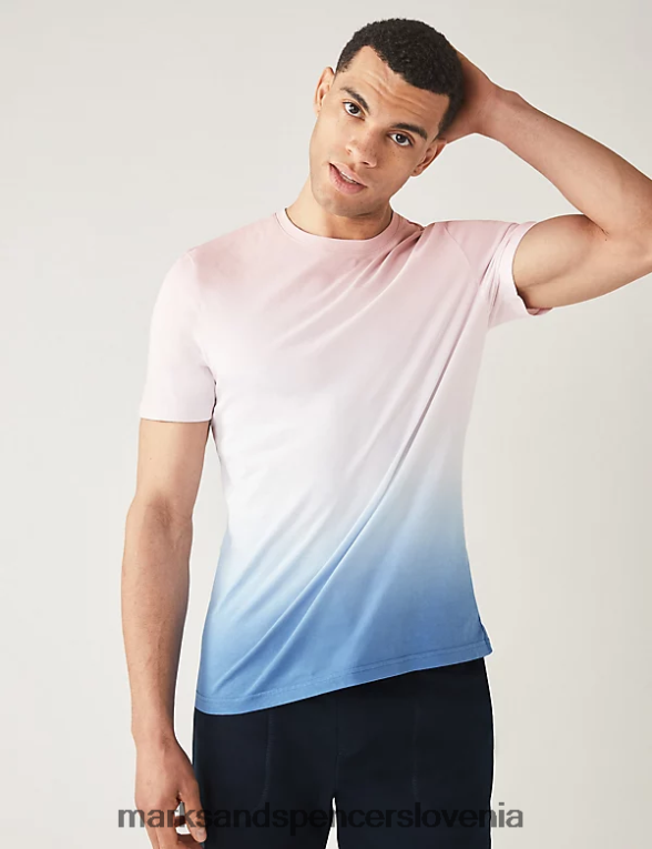 ombre majica iz čistega bombaža modra mešanica Marks & Spencer oblačila moški 6T8F6X5928