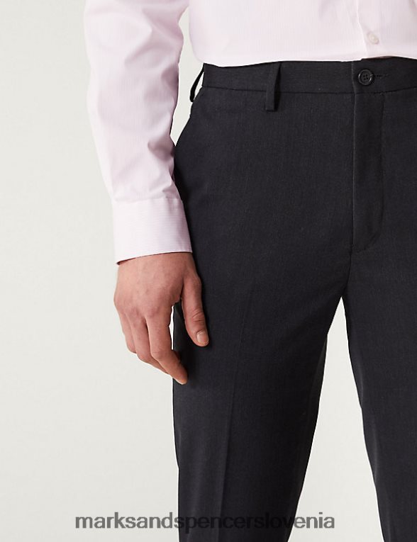 ozka bombažna raztegljiva črtasta srajca roza Marks & Spencer oblačila moški 6T8F6X6929
