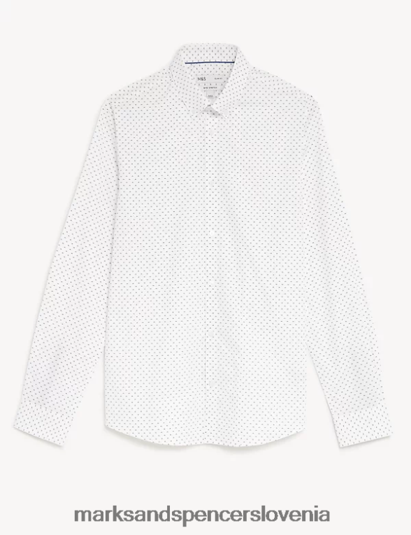 ozka bombažna srajca s potiskom sončnih žarkov bela mešanica Marks & Spencer oblačila moški 6T8F6X5638