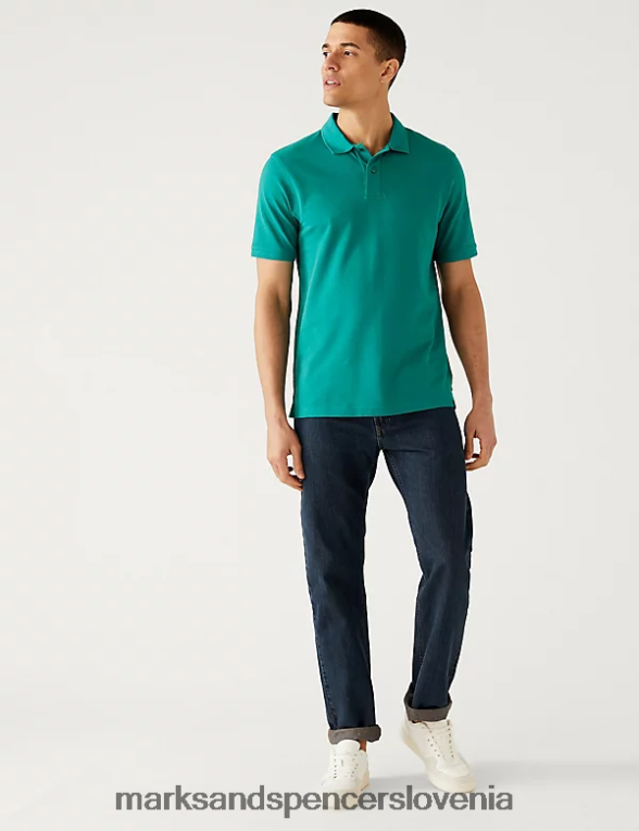 pique polo majica iz čistega bombaža aqua Marks & Spencer oblačila moški 6T8F6X208