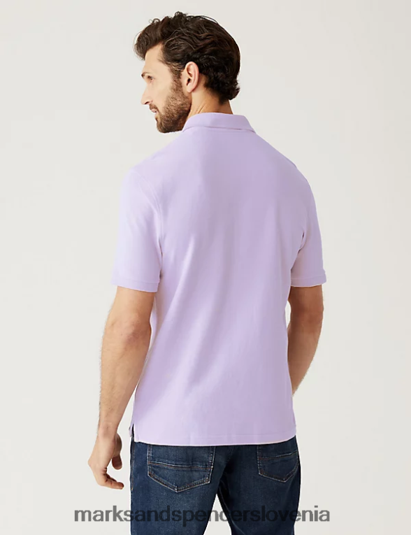 pique polo majica iz čistega bombaža mehka lila Marks & Spencer oblačila moški 6T8F6X196