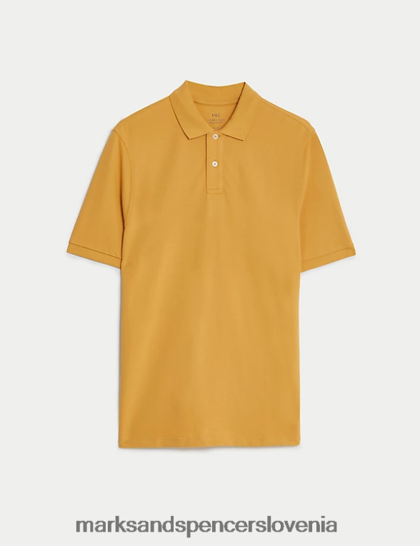 pique polo majica iz čistega bombaža zlato Marks & Spencer oblačila moški 6T8F6X213