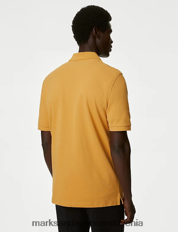pique polo majica iz čistega bombaža zlato Marks & Spencer oblačila moški 6T8F6X213