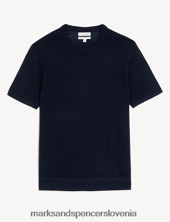 pletena majica iz čiste ekstra fine merino volne mornarica Marks & Spencer oblačila moški 6T8F6X6727