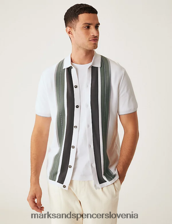 pletena polo majica iz bombažnega modala ecru mešanica Marks & Spencer oblačila moški 6T8F6X5191