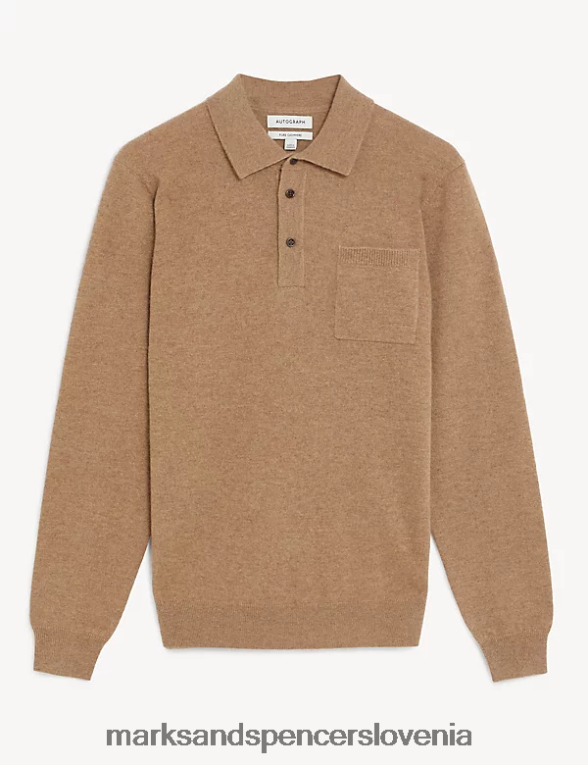 pletena polo majica iz čistega kašmirja nevtralen Marks & Spencer oblačila moški 6T8F6X7333