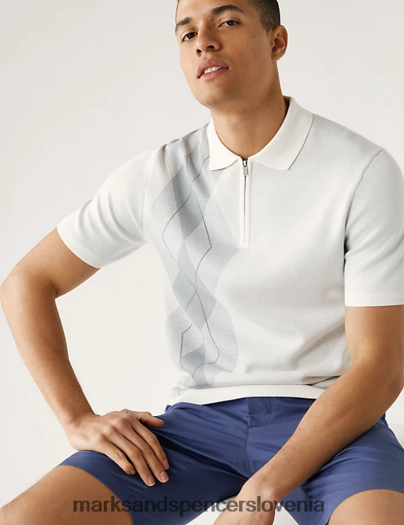 pletena polo majica z bogatim bombažem ecru mešanica Marks & Spencer oblačila moški 6T8F6X6550
