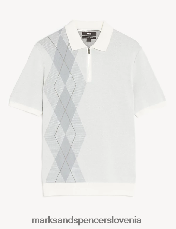 pletena polo majica z bogatim bombažem ecru mešanica Marks & Spencer oblačila moški 6T8F6X6550