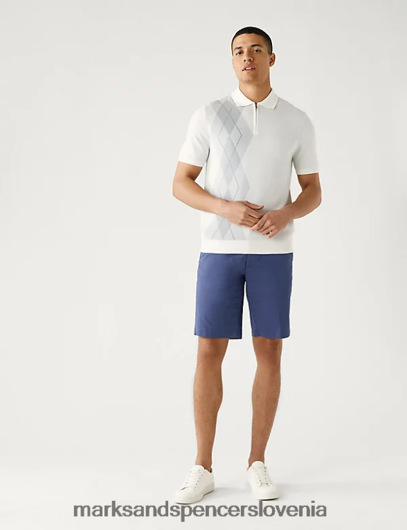 pletena polo majica z bogatim bombažem ecru mešanica Marks & Spencer oblačila moški 6T8F6X6550