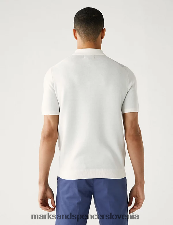 pletena polo majica z bogatim bombažem ecru mešanica Marks & Spencer oblačila moški 6T8F6X6550