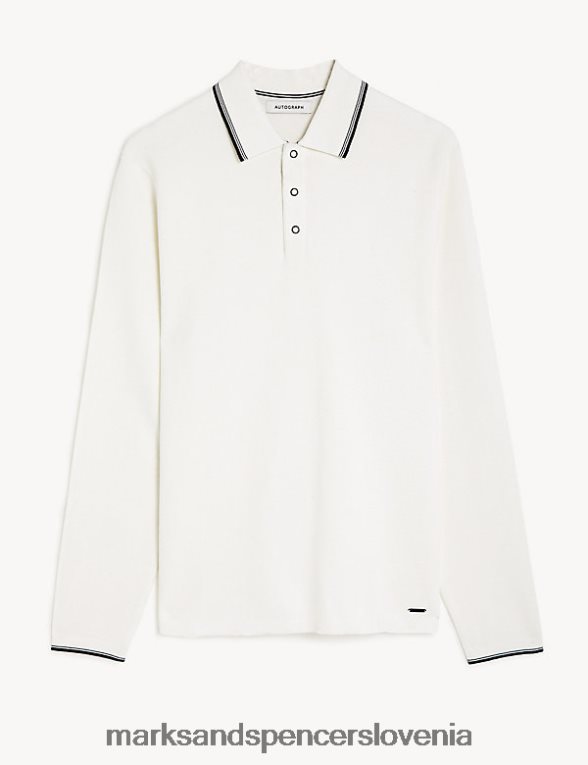 pletena polo majica z bogato bombažno konico mešanica slonovine Marks & Spencer oblačila moški 6T8F6X5076