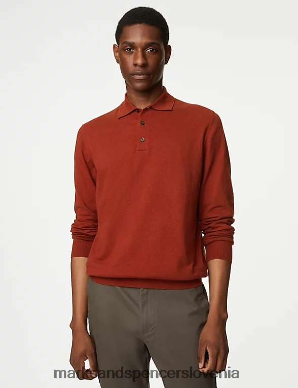 pletena polo majica z bogato bombažno konico paprika Marks & Spencer oblačila moški 6T8F6X7171