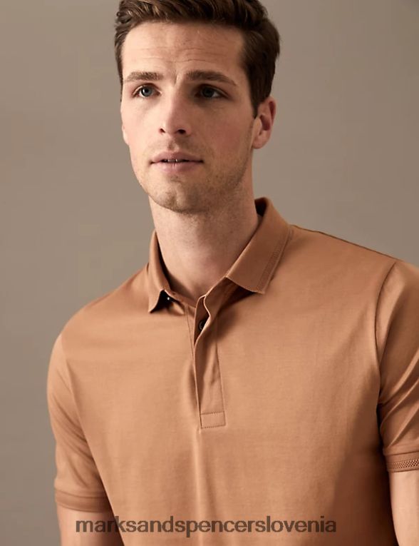 polo majica iz čistega bombaža Supima mehka bronasta Marks & Spencer oblačila moški 6T8F6X6932
