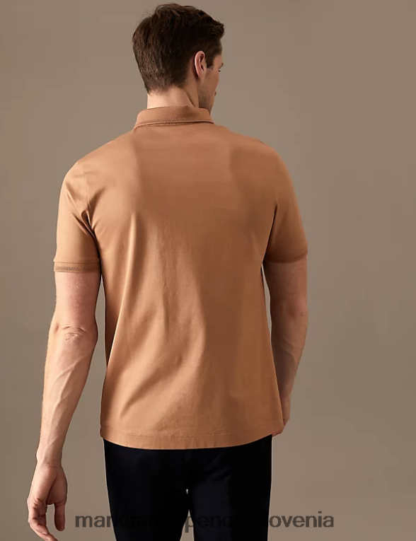 polo majica iz čistega bombaža Supima mehka bronasta Marks & Spencer oblačila moški 6T8F6X6932