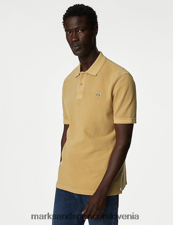 polo majica iz čistega bombaža temni med Marks & Spencer oblačila moški 6T8F6X7214
