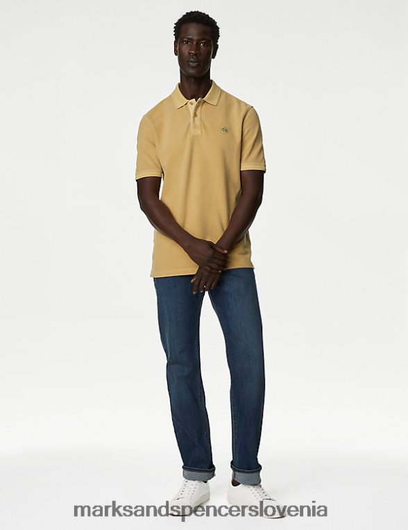 polo majica iz čistega bombaža temni med Marks & Spencer oblačila moški 6T8F6X7214
