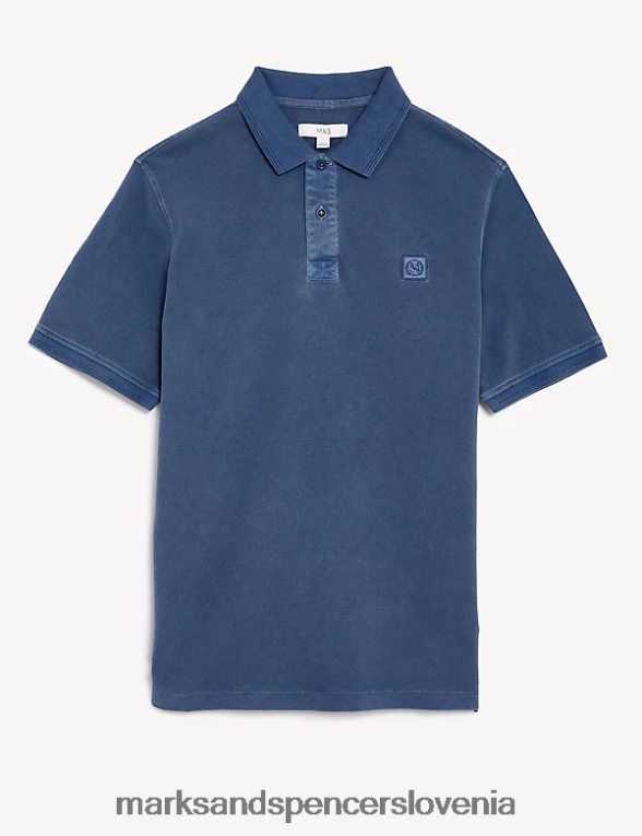 polo majica iz čistega bombaža temno črnilo Marks & Spencer oblačila moški 6T8F6X7213
