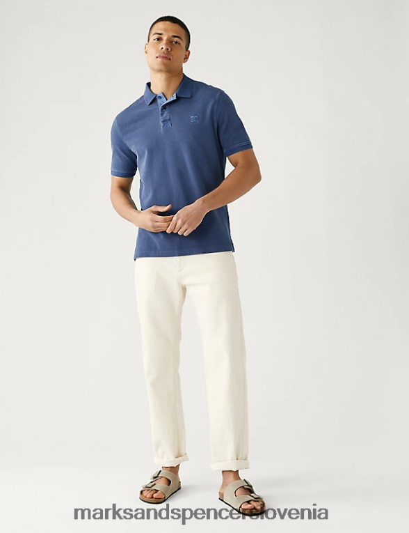polo majica iz čistega bombaža temno črnilo Marks & Spencer oblačila moški 6T8F6X7213