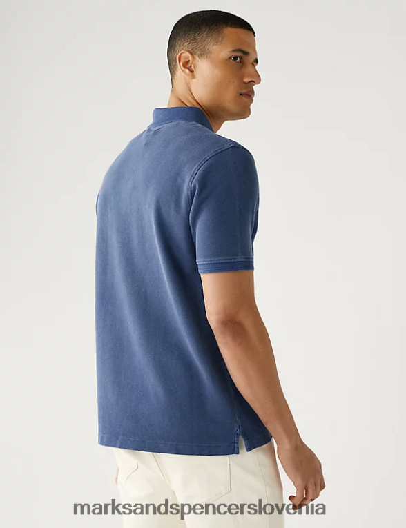 polo majica iz čistega bombaža temno črnilo Marks & Spencer oblačila moški 6T8F6X7213
