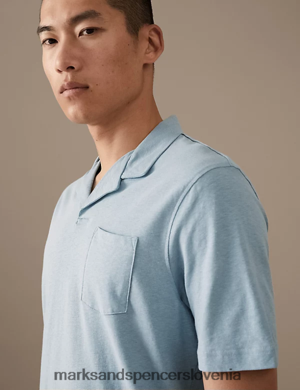 polo majica revere iz lanene mešanice račje jajce Marks & Spencer oblačila moški 6T8F6X6602