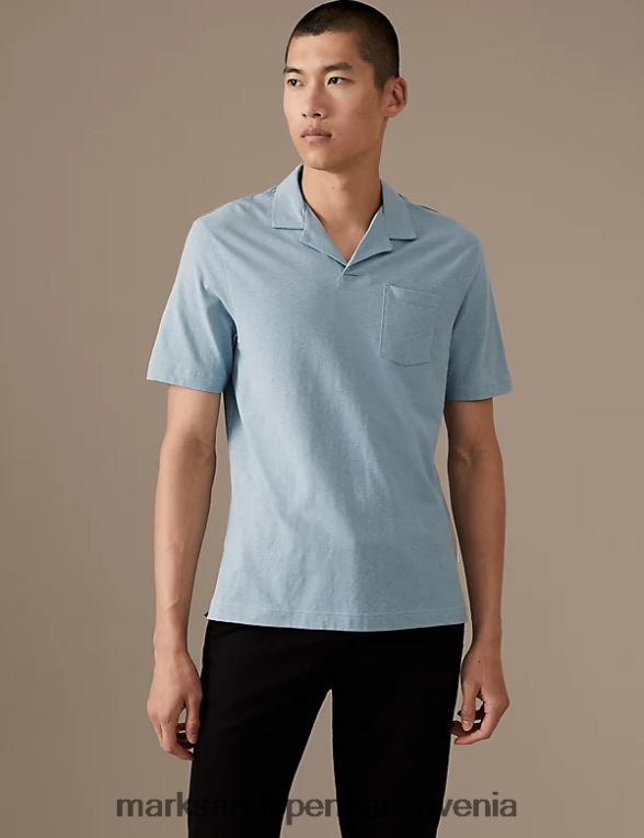 polo majica revere iz lanene mešanice račje jajce Marks & Spencer oblačila moški 6T8F6X6602