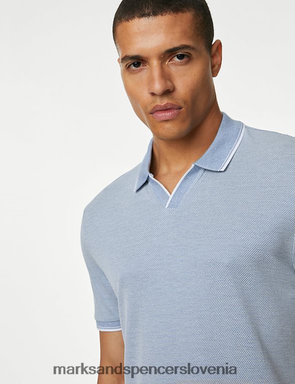 polo majica revere jekleno modra Marks & Spencer oblačila moški 6T8F6X4939