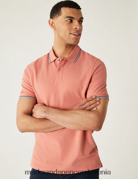 polo majica s konico iz čistega bombaža koral Marks & Spencer oblačila moški 6T8F6X4756