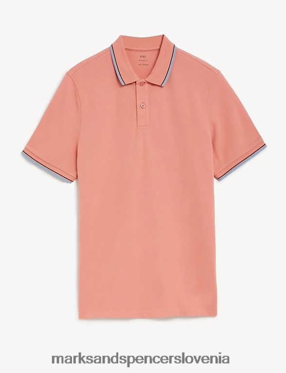 polo majica s konico iz čistega bombaža koral Marks & Spencer oblačila moški 6T8F6X4756