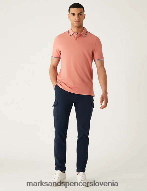polo majica s konico iz čistega bombaža koral Marks & Spencer oblačila moški 6T8F6X4756