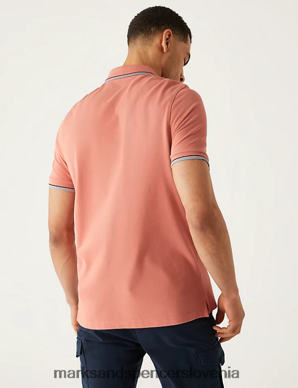 polo majica s konico iz čistega bombaža koral Marks & Spencer oblačila moški 6T8F6X4756