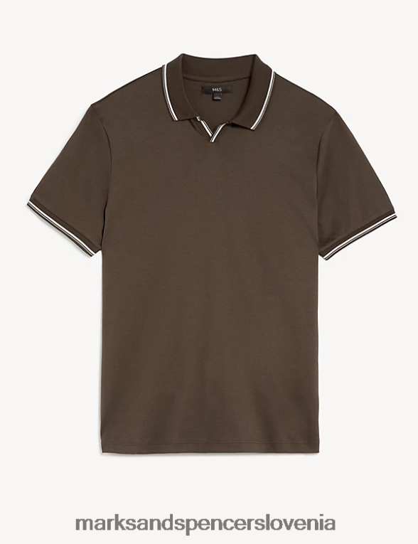 polo majica s konico iz čistega bombaža srednje rjava Marks & Spencer oblačila moški 6T8F6X6231
