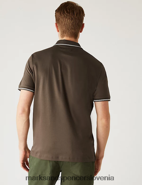 polo majica s konico iz čistega bombaža srednje rjava Marks & Spencer oblačila moški 6T8F6X6231