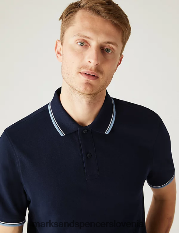 polo majica s konico iz čistega bombaža temna mornarica Marks & Spencer oblačila moški 6T8F6X5057