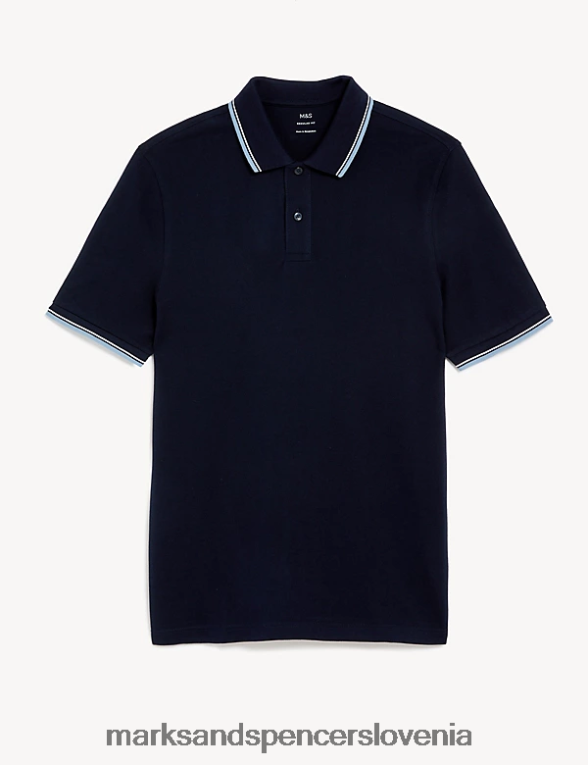 polo majica s konico iz čistega bombaža temna mornarica Marks & Spencer oblačila moški 6T8F6X5057