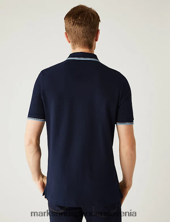 polo majica s konico iz čistega bombaža temna mornarica Marks & Spencer oblačila moški 6T8F6X5057