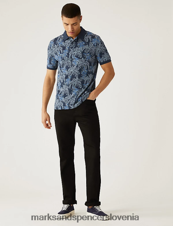 polo majica s potiskom dlani iz čistega bombaža temna mornarica Marks & Spencer oblačila moški 6T8F6X6625